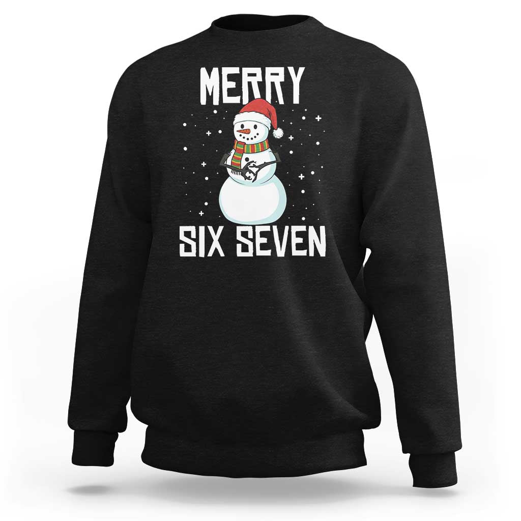 Funny Snowman Merry Six Seven Meme Sweatshirt Christmas Trending 67 Gift - Wonder Print Shop