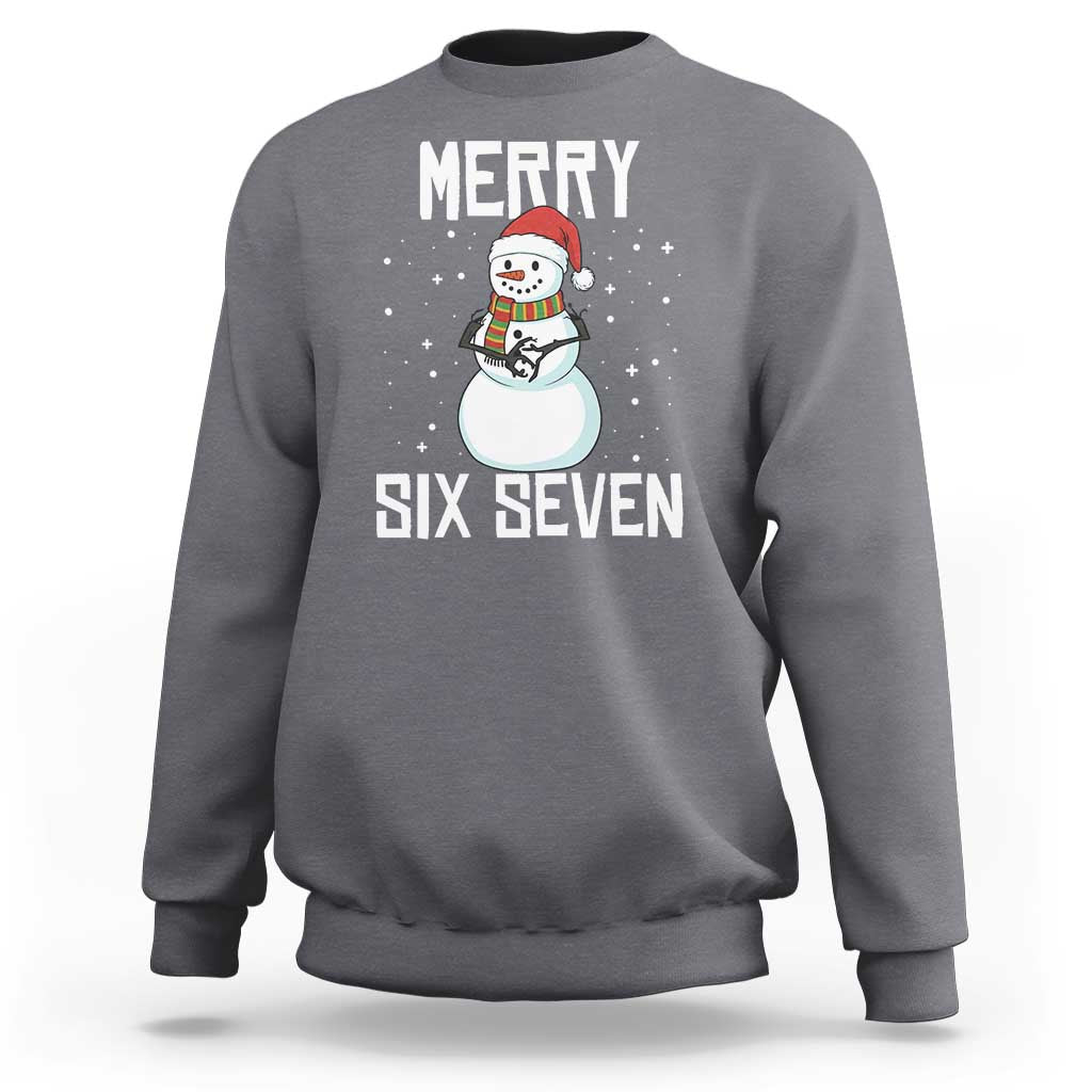 Funny Snowman Merry Six Seven Meme Sweatshirt Christmas Trending 67 Gift - Wonder Print Shop