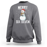 Funny Snowman Merry Six Seven Meme Sweatshirt Christmas Trending 67 Gift - Wonder Print Shop