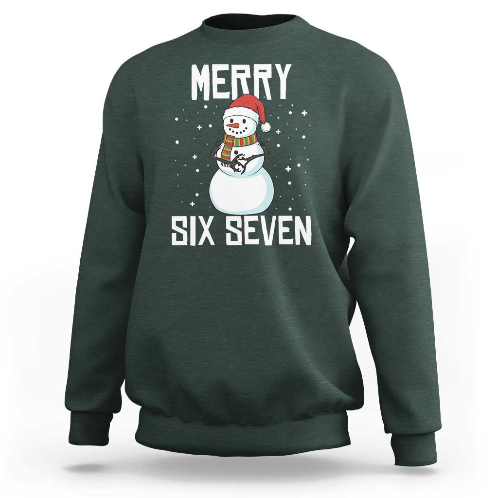 Funny Snowman Merry Six Seven Meme Sweatshirt Christmas Trending 67 Gift - Wonder Print Shop