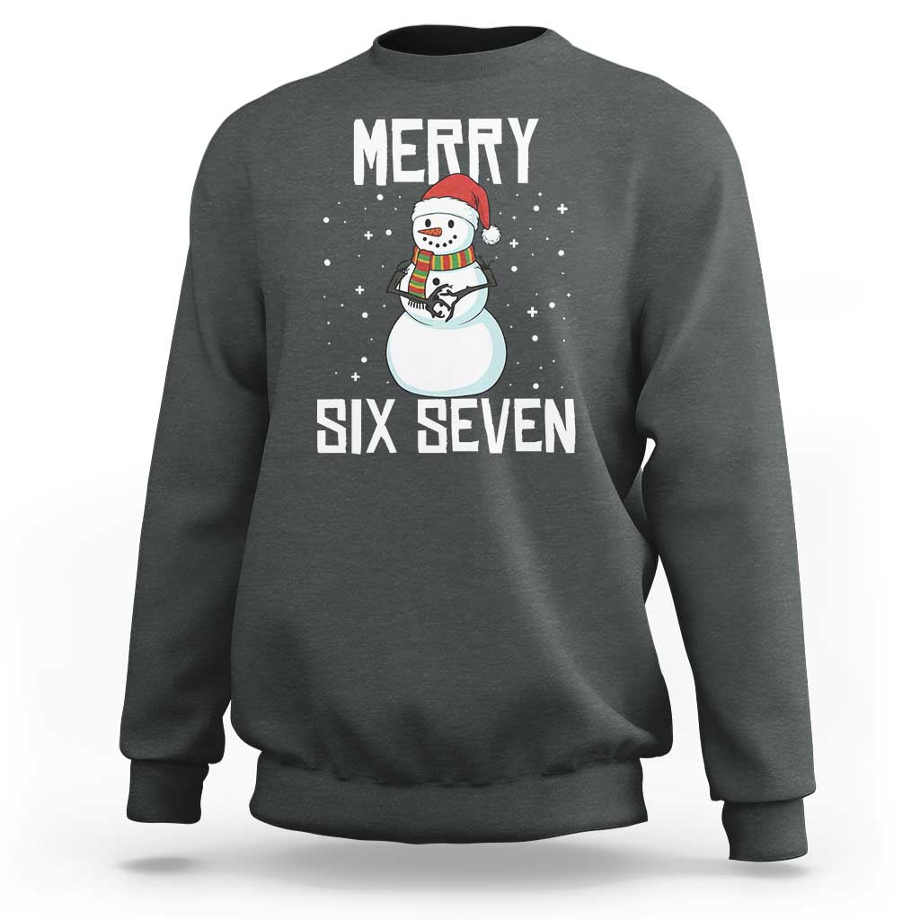 Funny Snowman Merry Six Seven Meme Sweatshirt Christmas Trending 67 Gift - Wonder Print Shop