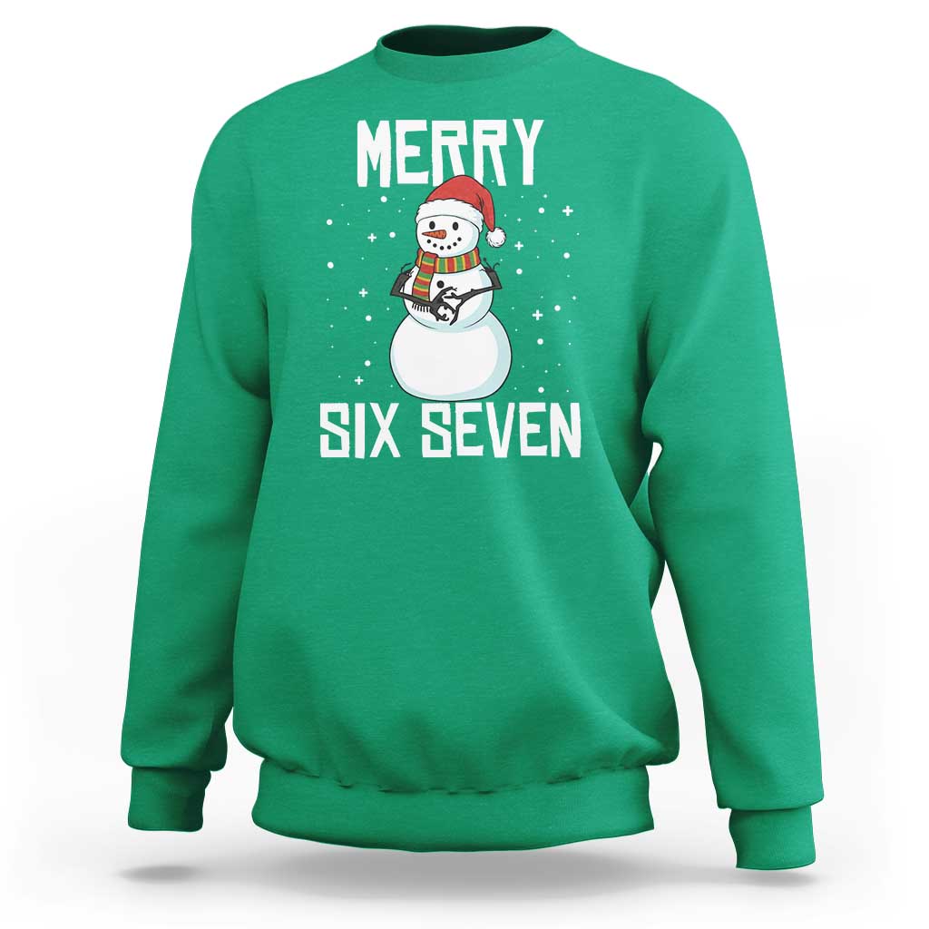 Funny Snowman Merry Six Seven Meme Sweatshirt Christmas Trending 67 Gift - Wonder Print Shop