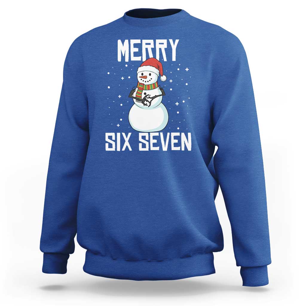 Funny Snowman Merry Six Seven Meme Sweatshirt Christmas Trending 67 Gift - Wonder Print Shop
