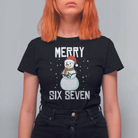Funny Snowman Merry Six Seven Meme T Shirt For Women Christmas Trending 67 Gift - Wonder Print Shop