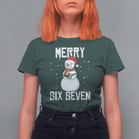 Funny Snowman Merry Six Seven Meme T Shirt For Women Christmas Trending 67 Gift - Wonder Print Shop