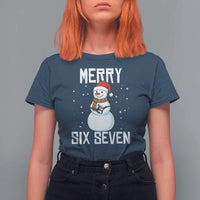 Funny Snowman Merry Six Seven Meme T Shirt For Women Christmas Trending 67 Gift - Wonder Print Shop