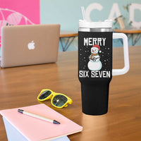 Funny Snowman Merry Six Seven Meme Tumbler With Handle Christmas Trending 67 Gift - Wonder Print Shop