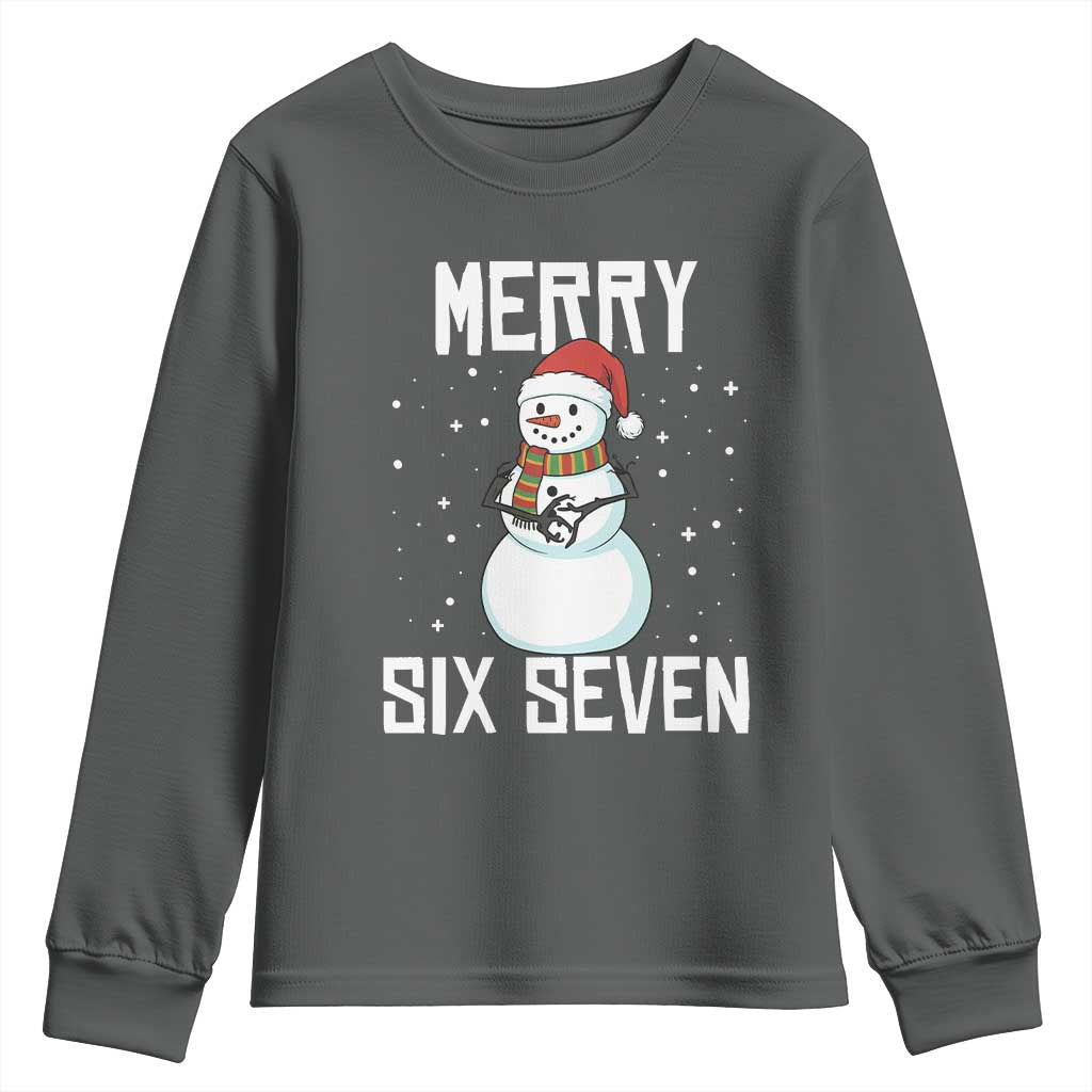 Funny Snowman Merry Six Seven Meme Youth Sweatshirt Christmas Trending 67 Gift - Wonder Print Shop