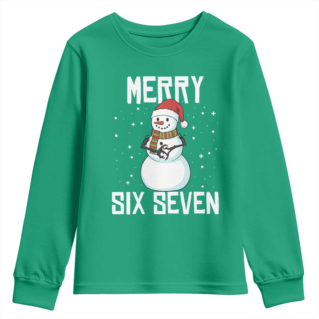 Funny Snowman Merry Six Seven Meme Youth Sweatshirt Christmas Trending 67 Gift - Wonder Print Shop