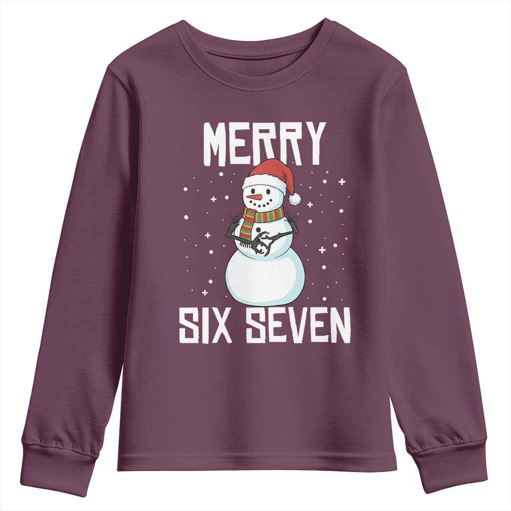 Funny Snowman Merry Six Seven Meme Youth Sweatshirt Christmas Trending 67 Gift - Wonder Print Shop