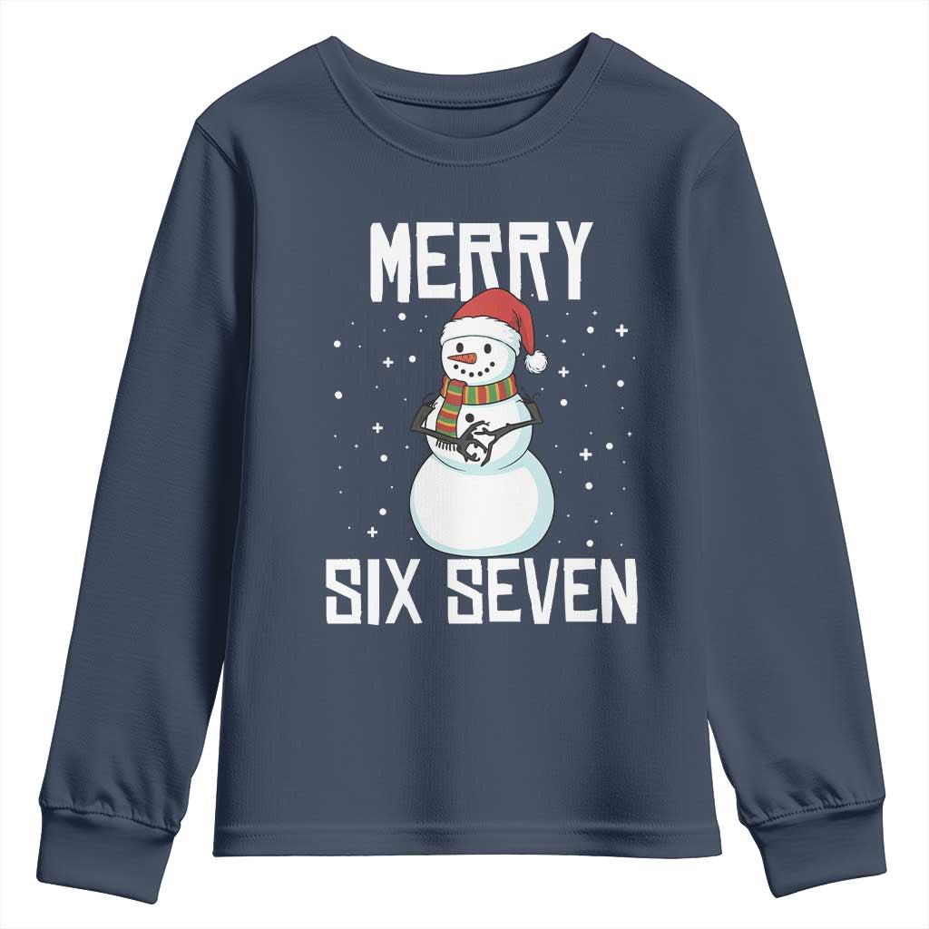 Funny Snowman Merry Six Seven Meme Youth Sweatshirt Christmas Trending 67 Gift - Wonder Print Shop
