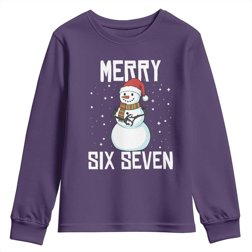 Funny Snowman Merry Six Seven Meme Youth Sweatshirt Christmas Trending 67 Gift - Wonder Print Shop