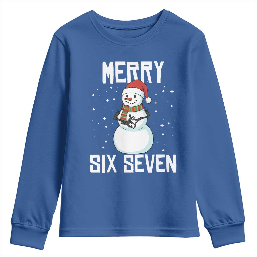 Funny Snowman Merry Six Seven Meme Youth Sweatshirt Christmas Trending 67 Gift - Wonder Print Shop