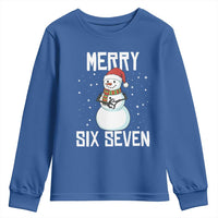 Funny Snowman Merry Six Seven Meme Youth Sweatshirt Christmas Trending 67 Gift - Wonder Print Shop