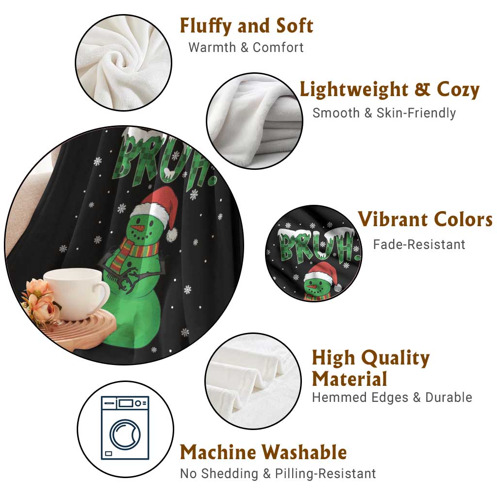 Funny Green Snowman Six Seven Meme Throw Blanket Christmas Gift For Gen Z - Wonder Print Shop