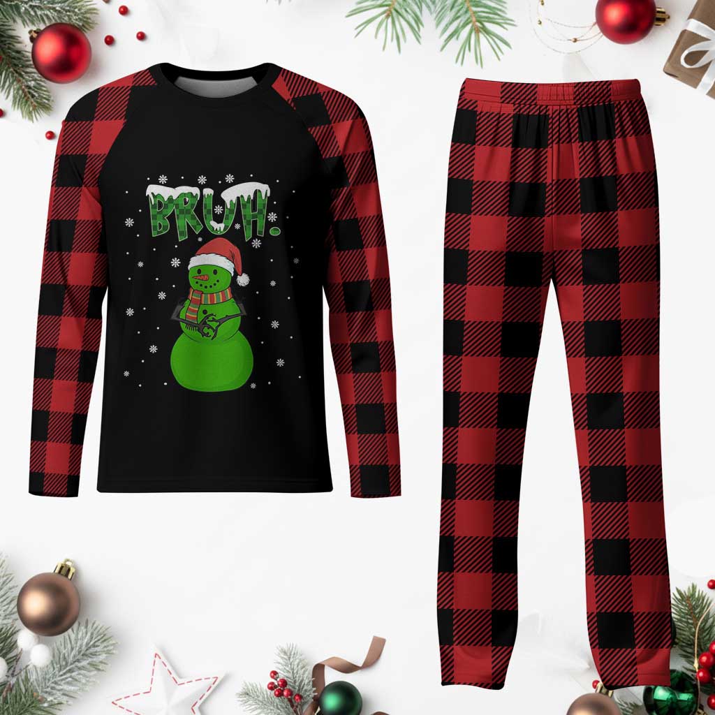 Funny Green Snowman Six Seven Meme Plaid Pajama Set Christmas Gift For Gen Z - Wonder Print Shop