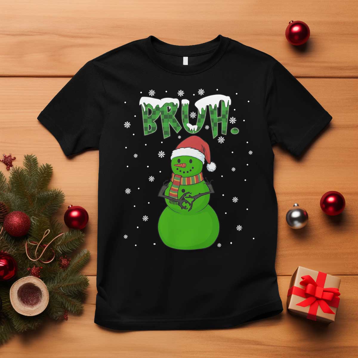 Funny Green Snowman Six Seven Meme T Shirt Christmas Gift For Gen Z - Wonder Print Shop
