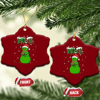 Funny Green Snowman Six Seven Meme Ceramic Ornament Christmas Gift For Gen Z - Wonder Print Shop