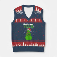 Funny Green Snowman Six Seven Meme V-Neck Knit Sweater Vest Xmas Gift For Gen Z - Wonder Print Shop