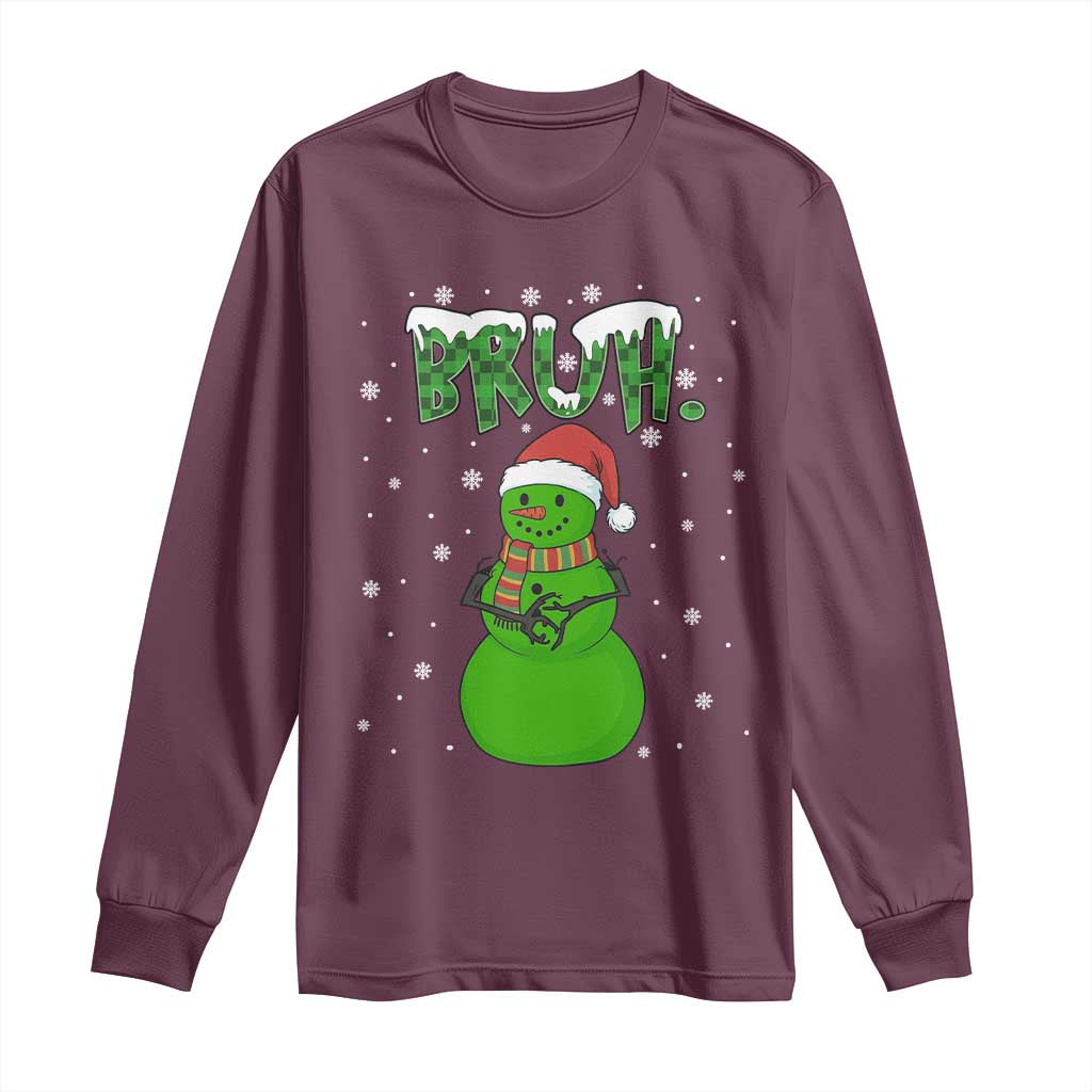 Funny Green Snowman Six Seven Meme Long Sleeve Shirt Christmas Gift For Gen Z - Wonder Print Shop