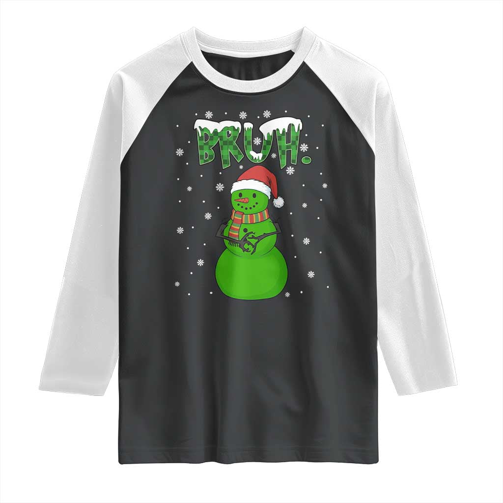 Funny Green Snowman Six Seven Meme Raglan Shirt Christmas Gift For Gen Z - Wonder Print Shop