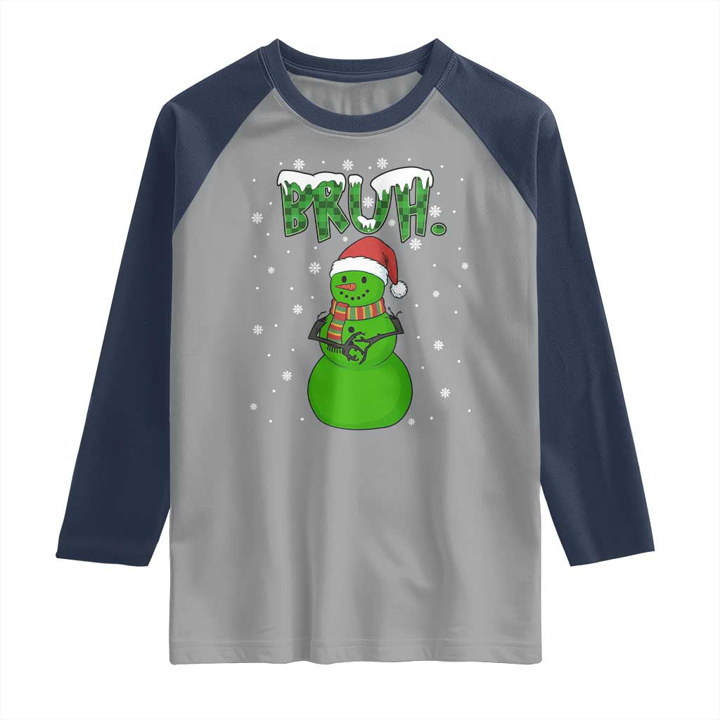 Funny Green Snowman Six Seven Meme Raglan Shirt Christmas Gift For Gen Z - Wonder Print Shop
