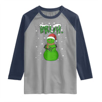 Funny Green Snowman Six Seven Meme Raglan Shirt Christmas Gift For Gen Z - Wonder Print Shop