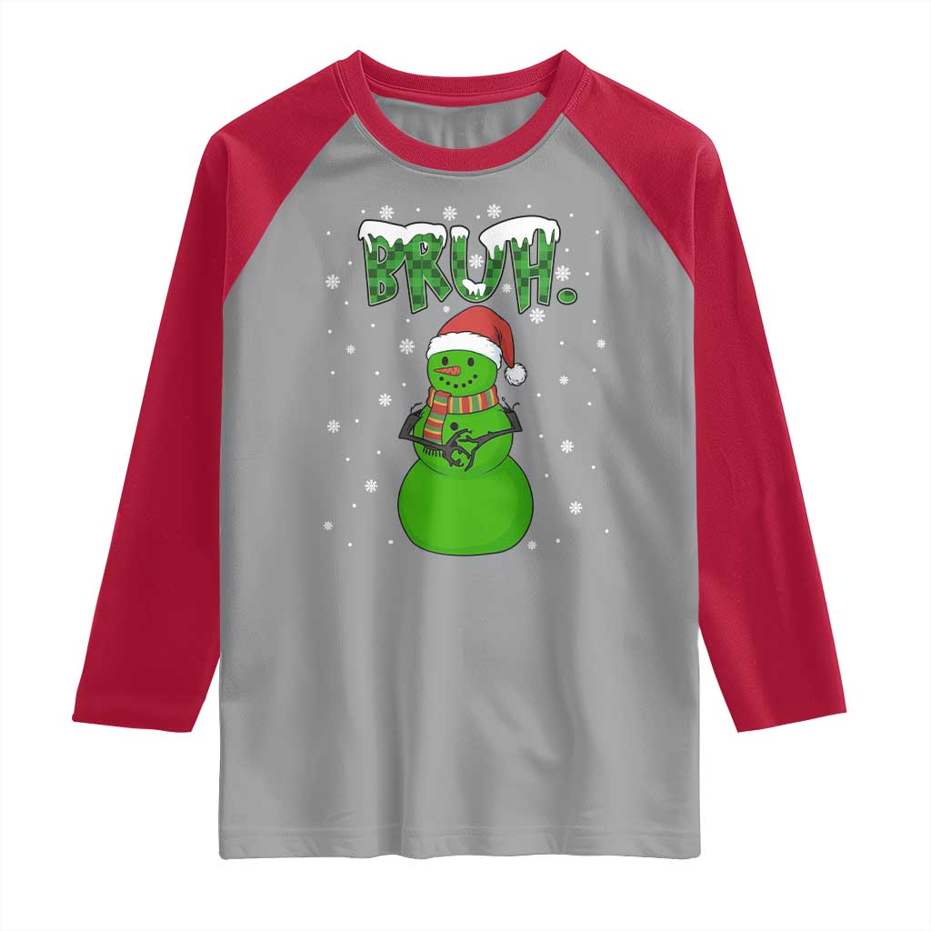 Funny Green Snowman Six Seven Meme Raglan Shirt Christmas Gift For Gen Z - Wonder Print Shop