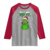 Funny Green Snowman Six Seven Meme Raglan Shirt Christmas Gift For Gen Z - Wonder Print Shop