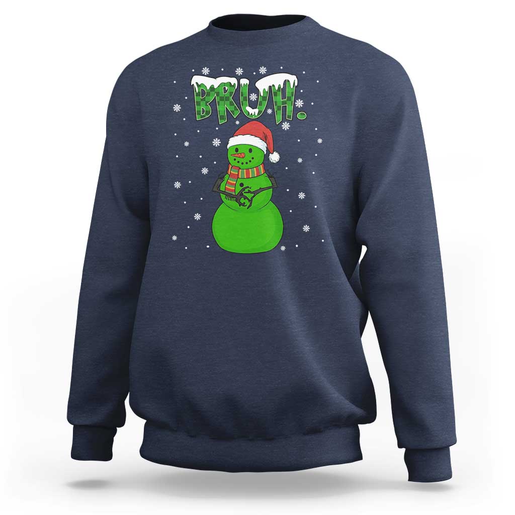 Funny Green Snowman Six Seven Meme Sweatshirt Christmas Gift For Gen Z - Wonder Print Shop