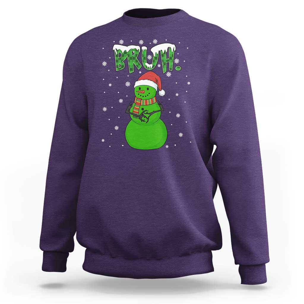 Funny Green Snowman Six Seven Meme Sweatshirt Christmas Gift For Gen Z - Wonder Print Shop