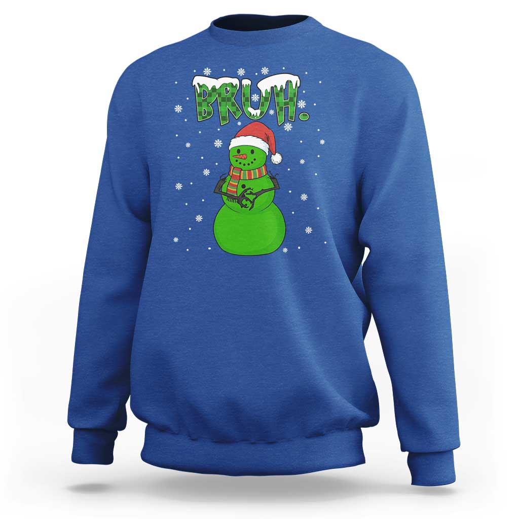Funny Green Snowman Six Seven Meme Sweatshirt Christmas Gift For Gen Z - Wonder Print Shop