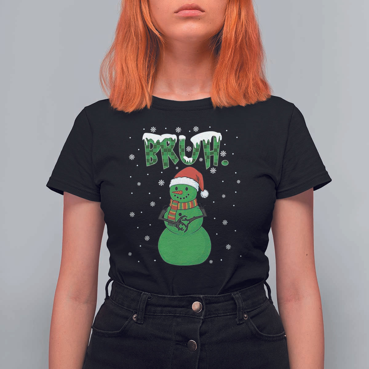 Funny Green Snowman Six Seven Meme T Shirt For Women Christmas Gift For Gen Z - Wonder Print Shop