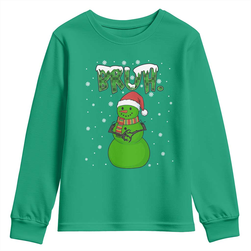 Funny Green Snowman Six Seven Meme Youth Sweatshirt Christmas Gift For Gen Z - Wonder Print Shop