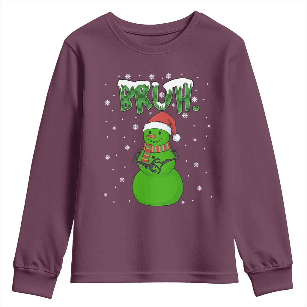 Funny Green Snowman Six Seven Meme Youth Sweatshirt Christmas Gift For Gen Z - Wonder Print Shop