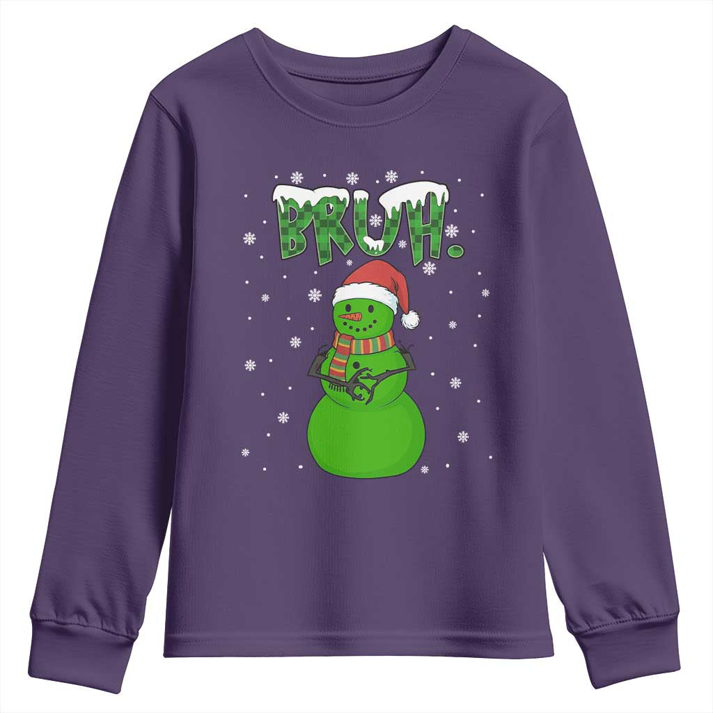 Funny Green Snowman Six Seven Meme Youth Sweatshirt Christmas Gift For Gen Z - Wonder Print Shop