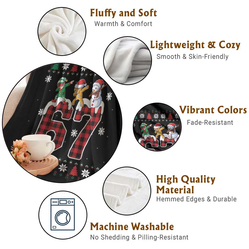 Funny Gen Z Alpha Ugly Xmas Gift Throw Blanket Gingerbread Snowman Elf Dabbing - Wonder Print Shop