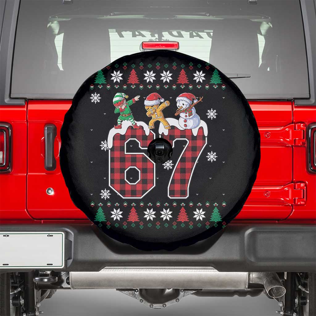 Funny Gen Z Alpha Ugly Xmas Gift Spare Tire Cover Gingerbread Snowman Elf Dabbing - Wonder Print Shop