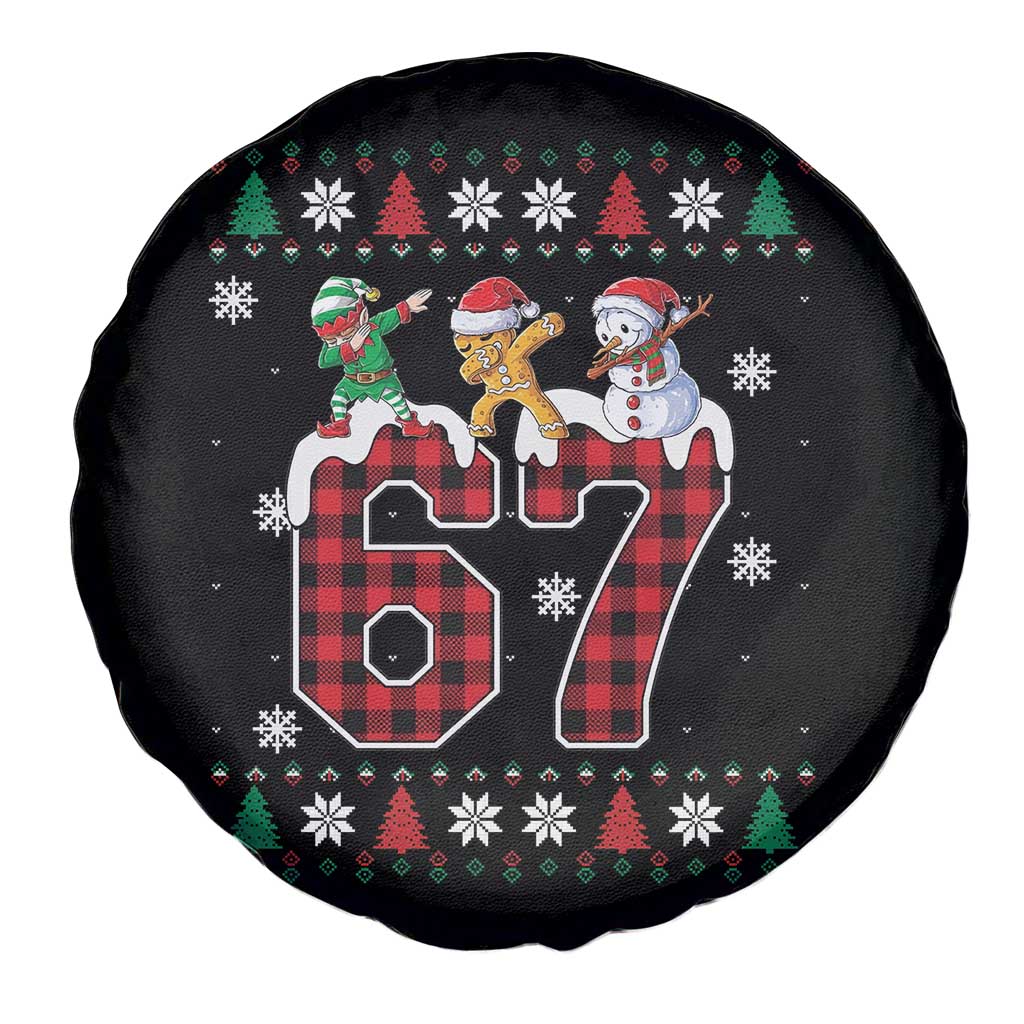 Funny Gen Z Alpha Ugly Xmas Gift Spare Tire Cover Gingerbread Snowman Elf Dabbing - Wonder Print Shop