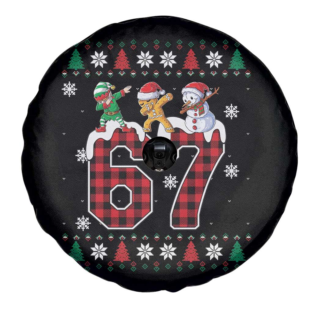 Funny Gen Z Alpha Ugly Xmas Gift Spare Tire Cover Gingerbread Snowman Elf Dabbing - Wonder Print Shop