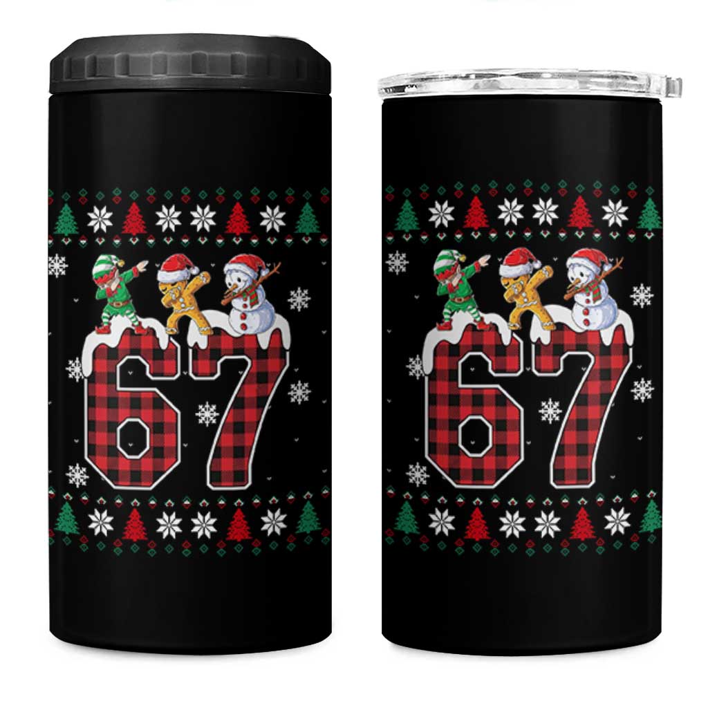 Funny Gen Z Alpha Ugly Xmas Gift 4 in 1 Can Cooler Tumbler Gingerbread Snowman Elf Dabbing - Wonder Print Shop