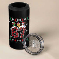 Funny Gen Z Alpha Ugly Xmas Gift 4 in 1 Can Cooler Tumbler Gingerbread Snowman Elf Dabbing - Wonder Print Shop
