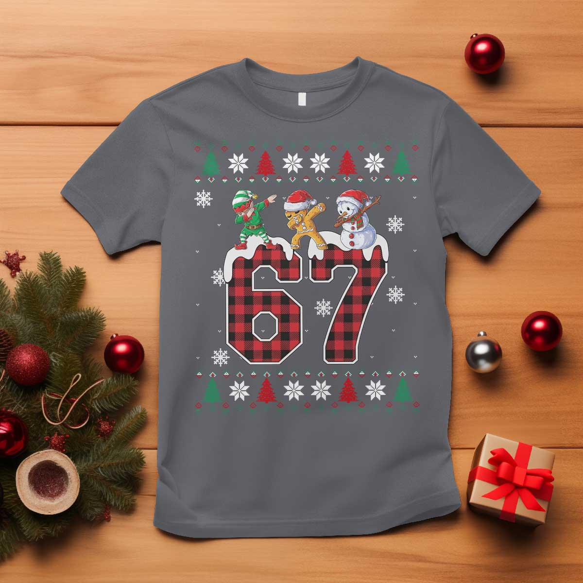 Funny Gen Z Alpha Ugly Xmas Gift T Shirt Gingerbread Snowman Elf Dabbing - Wonder Print Shop