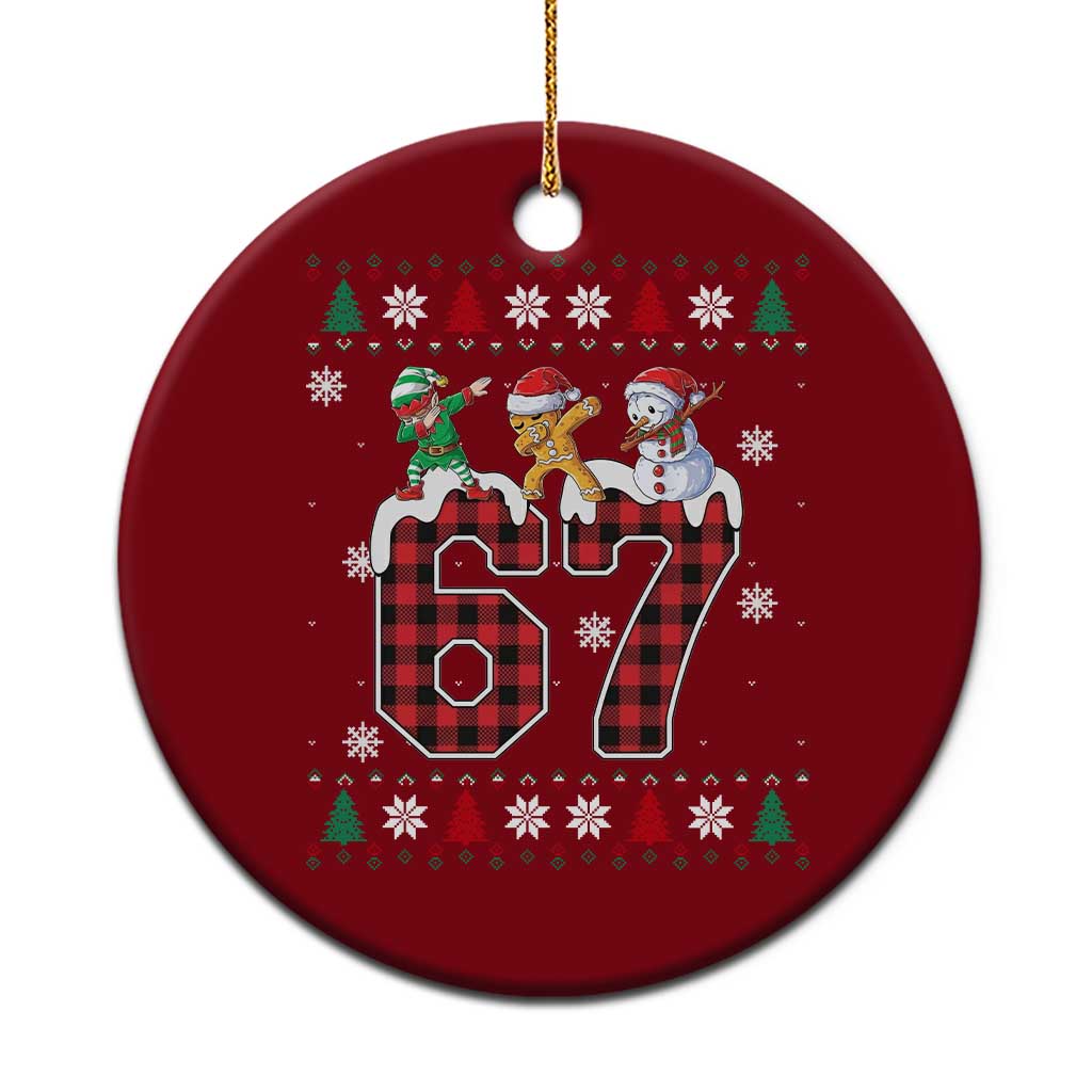 Funny Gen Z Alpha Ugly Xmas Gift Ceramic Ornament Gingerbread Snowman Elf Dabbing - Wonder Print Shop