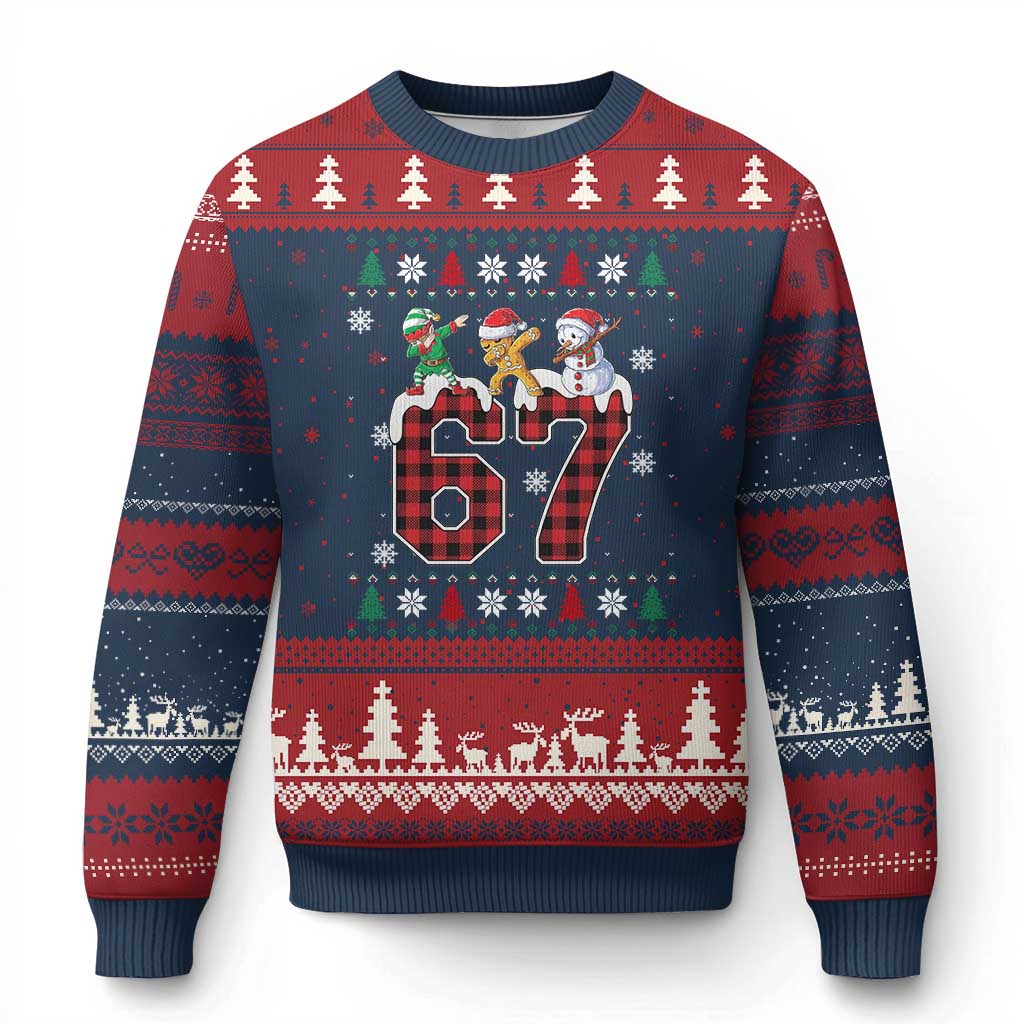 Funny Gen Z Alpha Ugly Xmas Gift Ugly Christmas Sweater Gingerbread Snowman Elf Dabbing - Wonder Print Shop