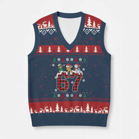 Funny Gen Z Alpha Ugly Xmas Gift V-Neck Knit Sweater Vest Gingerbread Snowman Elf Dabbing - Wonder Print Shop