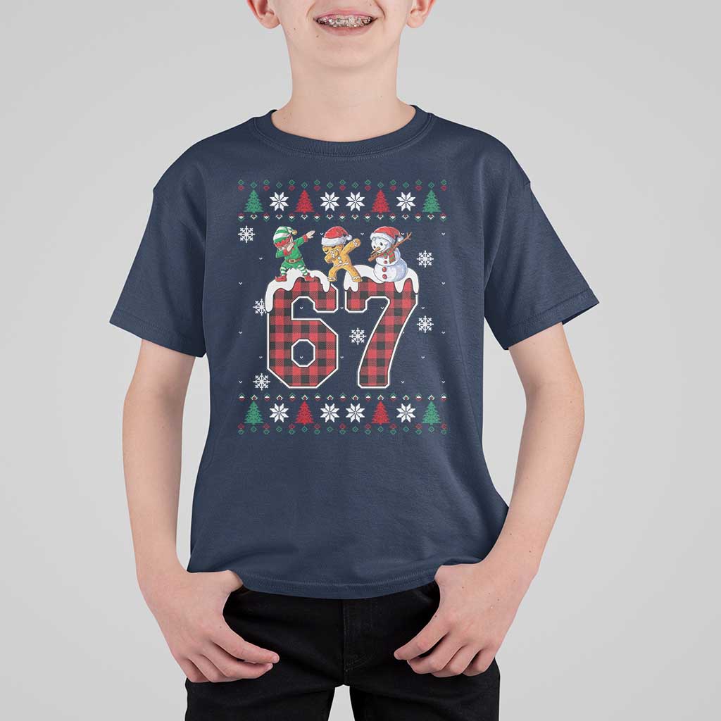 Funny Gen Z Alpha Ugly Xmas Gift T Shirt For Kid Gingerbread Snowman Elf Dabbing - Wonder Print Shop