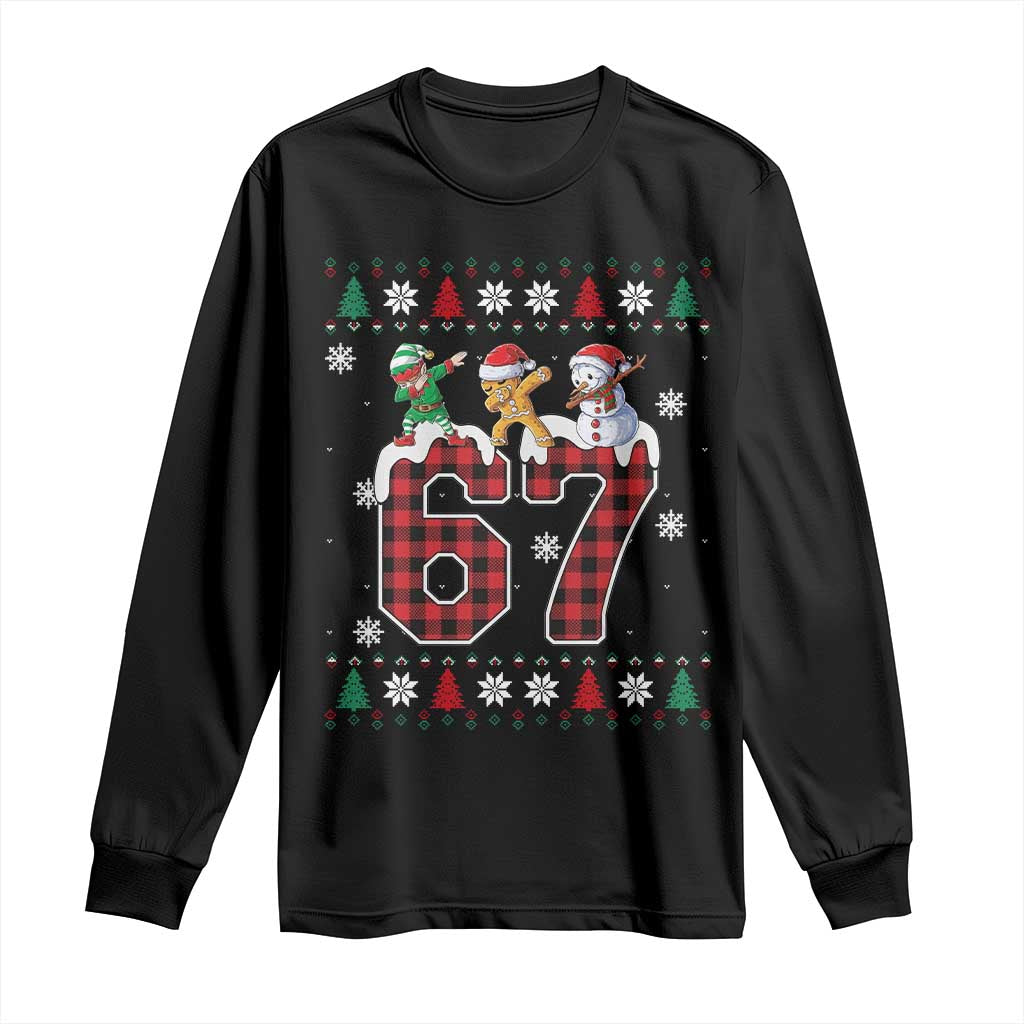 Funny Gen Z Alpha Ugly Xmas Gift Long Sleeve Shirt Gingerbread Snowman Elf Dabbing - Wonder Print Shop