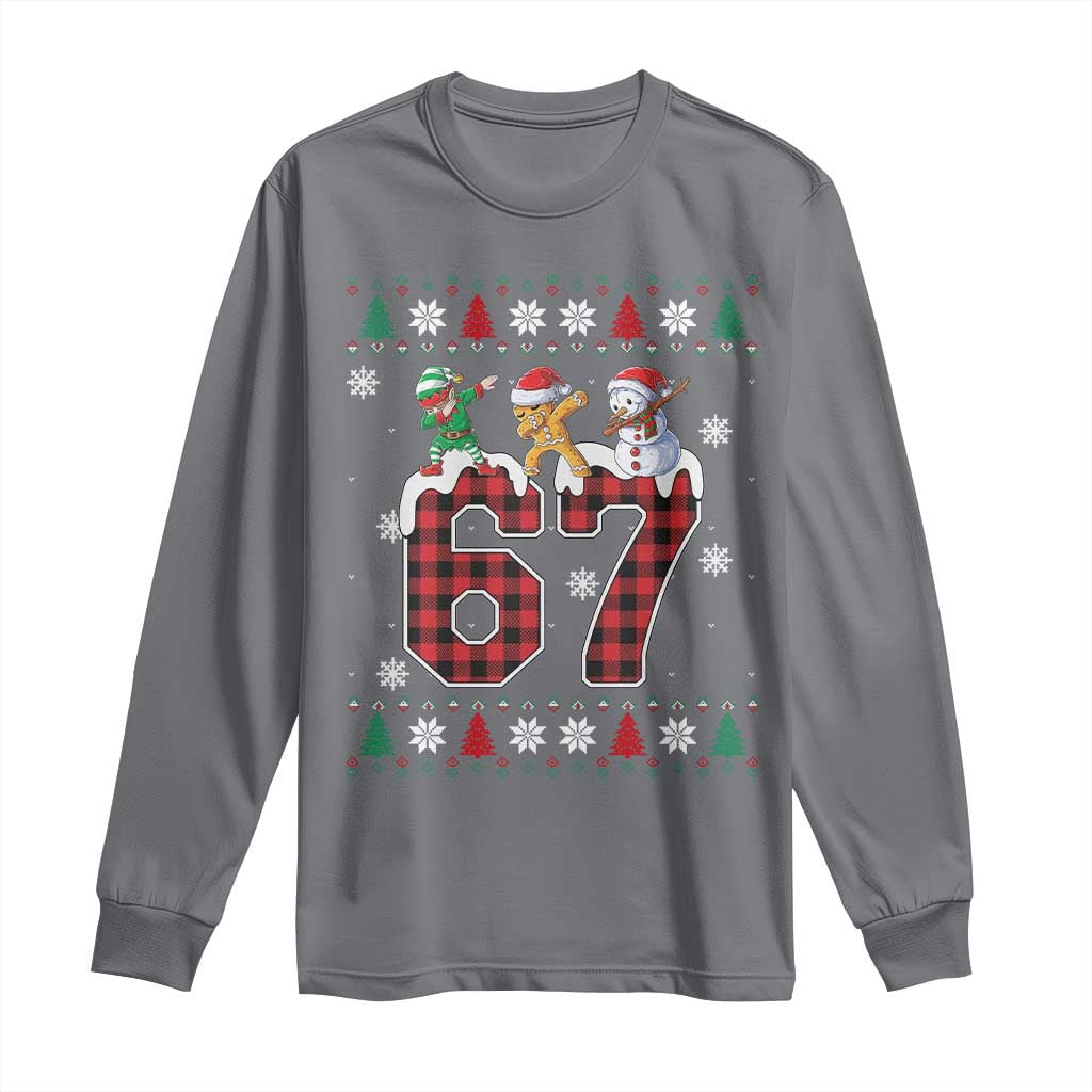 Funny Gen Z Alpha Ugly Xmas Gift Long Sleeve Shirt Gingerbread Snowman Elf Dabbing - Wonder Print Shop