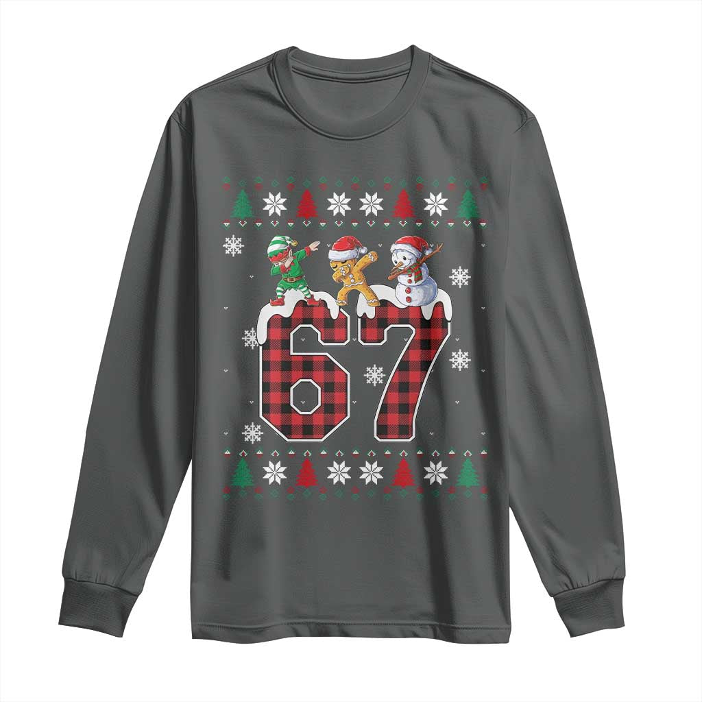 Funny Gen Z Alpha Ugly Xmas Gift Long Sleeve Shirt Gingerbread Snowman Elf Dabbing - Wonder Print Shop